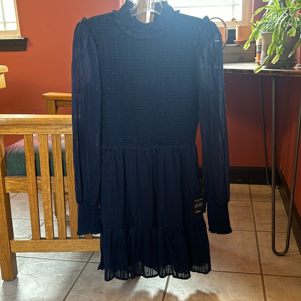 Lulus midnight blue long sleeve mini dress